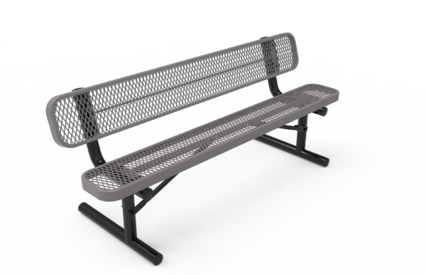 Perforated Steel Traditional Rectangular Bench With Back